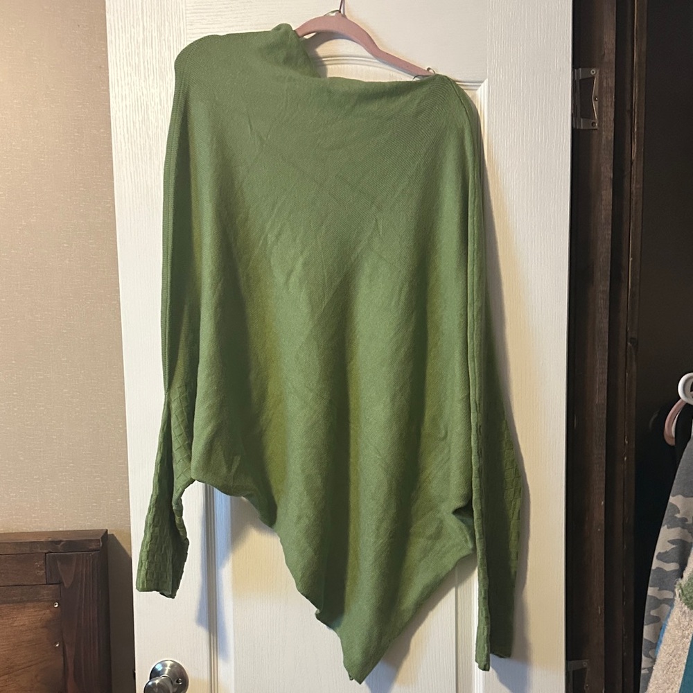 DAVI & DANI Olive Green Poncho Sweater